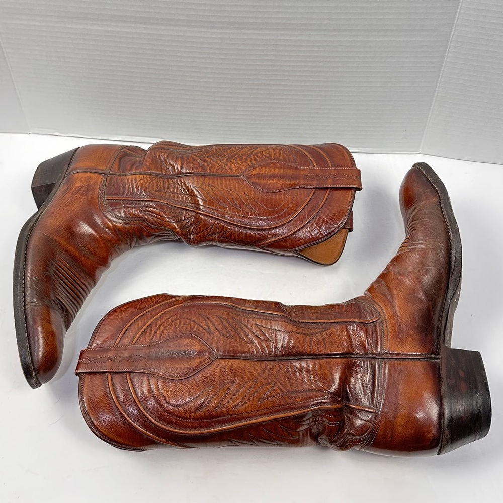 Lucchese Vintage San‎ Antonio Goatskin Cowboy Boots Sz 9A - Picture 7 of 9